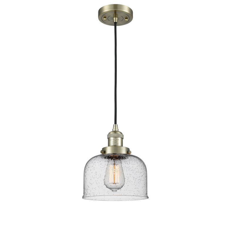 Luminaire suspendu pour îlot de cuisine 1 lumière Cedeno, Ampoule DEL 6 watts Vinage, Grainé, Laiton antique