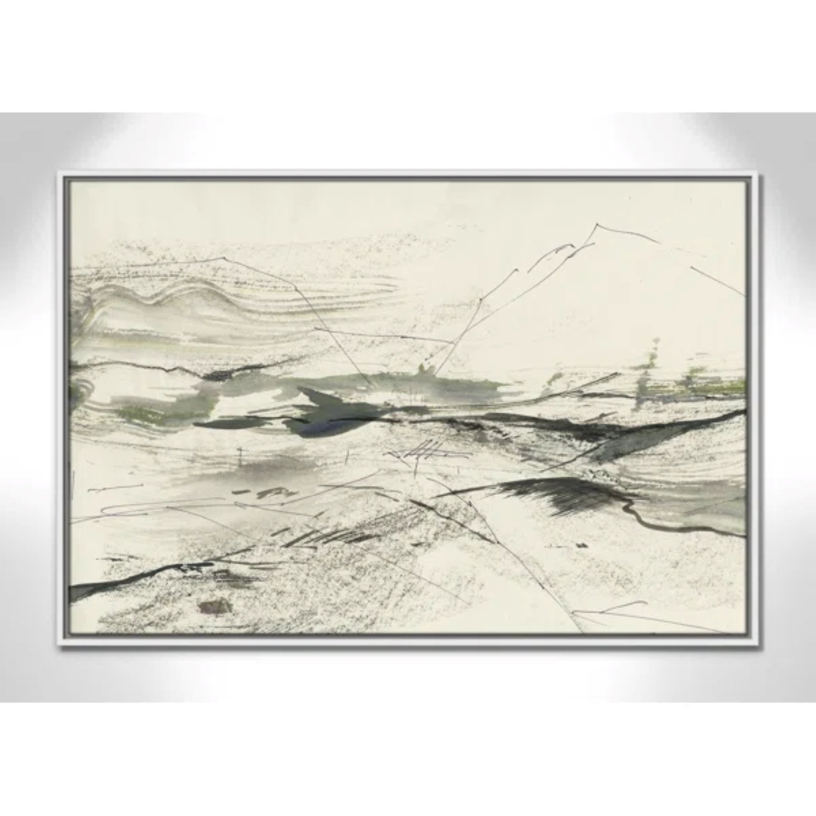Green Sketches Print by PI Studio, 25.5" H x 37.5" W x 2" D, White Floater Framed, No Mat