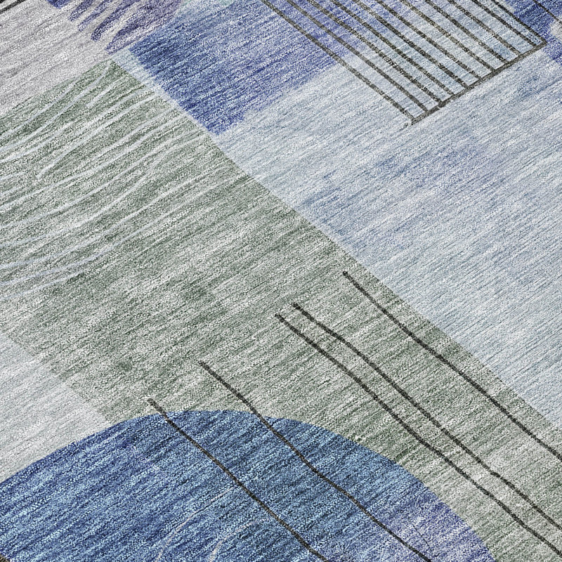 Jude Blue Washable Indoor-Outdoor Rug - , 10' x 14'