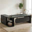 Bureau en L 81 po, grand bureau d'ordinateur avec tiroirs et classeur, bureau de direction moderne avec tablettes de rangement-2145008105