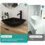 Lavabo de salle de bain contemporain en verre trempé - robinet noir mat et bonde escamotable
