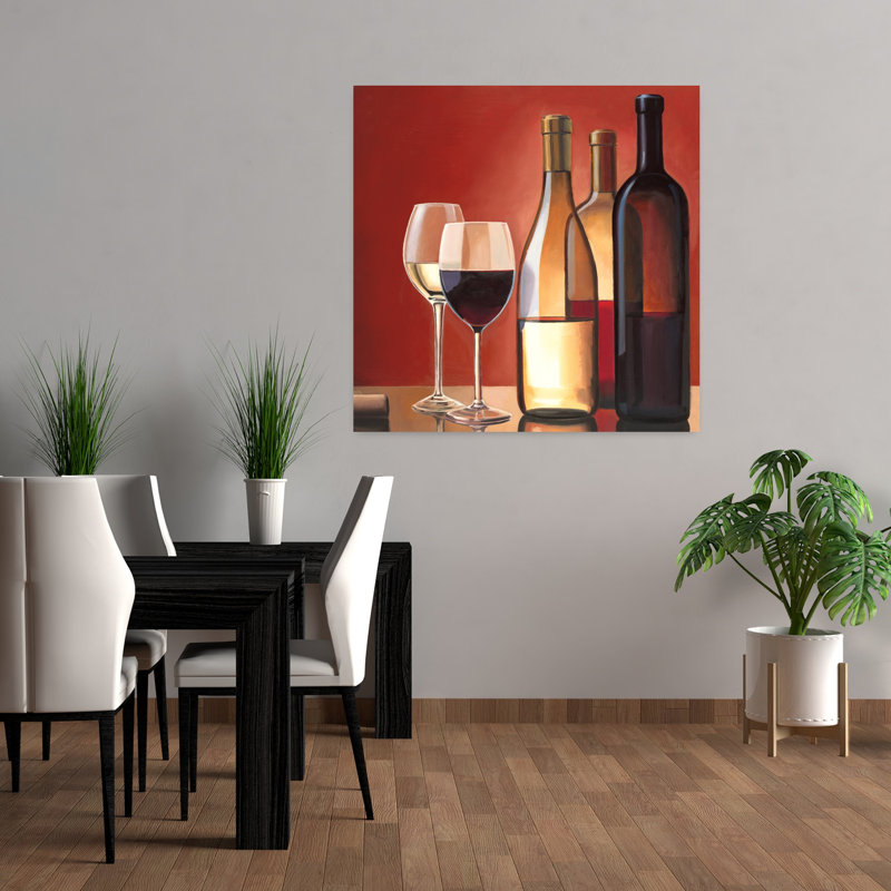Wine Trio, art contemporain, H 36 po x l 36 po