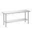 Table de travail en acier inoxydable, table de préparation des aliments de 24 po x 72 po, poste de travail de cuisine commerciale avec tablette inférieure réglable, table de travail utilitaire robuste en métal, pour l'extérieur du garage de l'hôtel-130464594