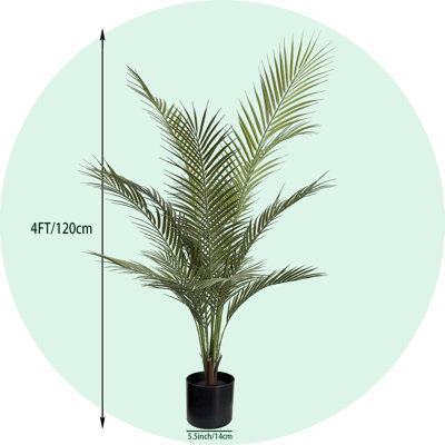 Ensemble de palmiers Areca artificiels de 47 pouces de hauteur de 2 à 15 feuilles avec plante noire pour jardin intérieur