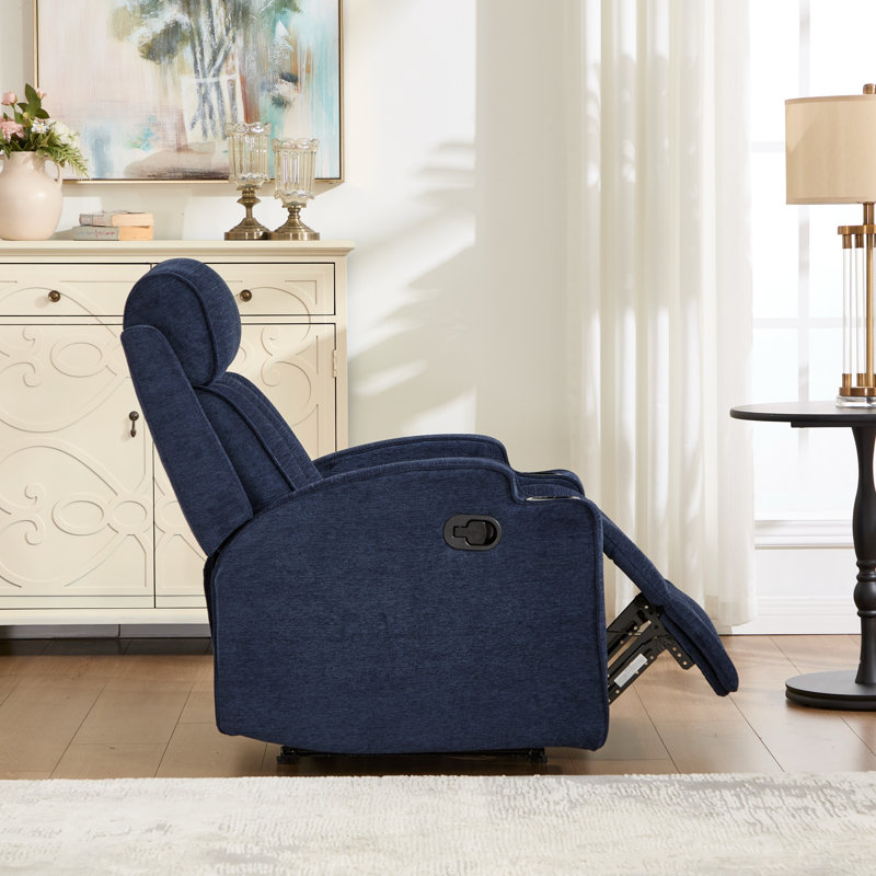 Fauteuil inclinable manuel de 31,5 po de largeur avec porte-gobelets et dossier rembourré (ensemble de 2), Blue