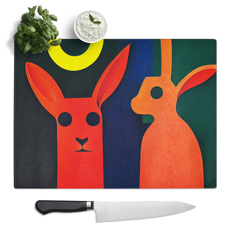 Abstract Hares  Glass Chopping Board