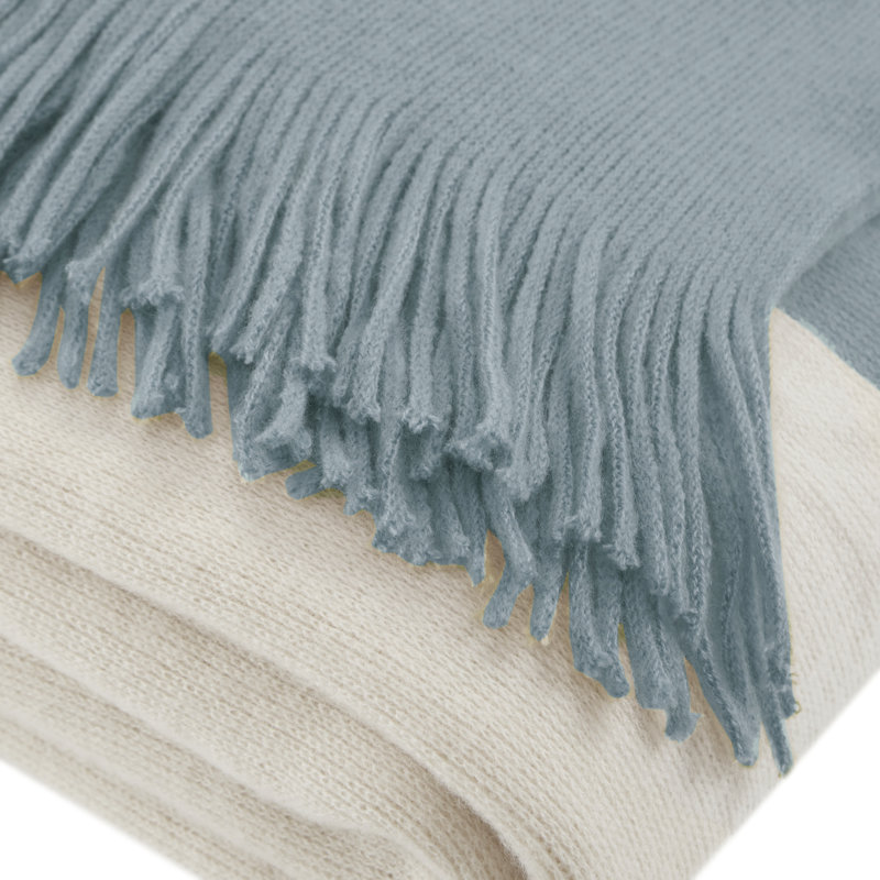 Linea Color Block Faux Cashmere Throw, Aqua