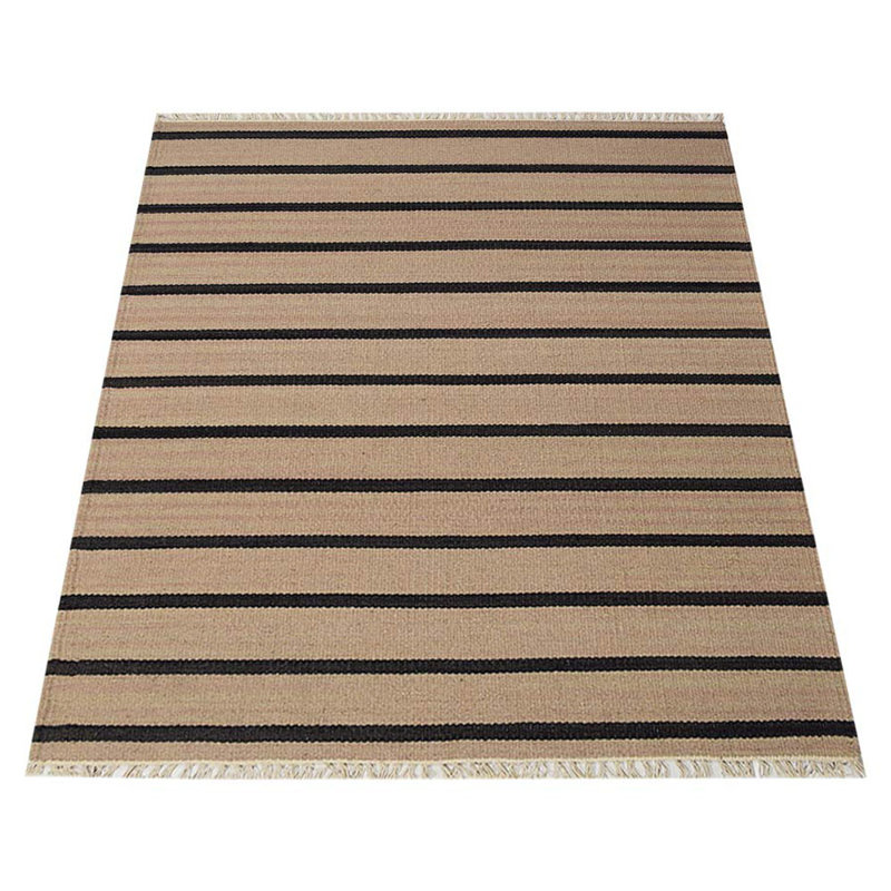Ahmednur Hand Woven Flat Weave Kilim Wool Eco-Friendly Area Rugs - Rectangle, Cream Charcoal Color, Contemporary Modern Design, Low Pile Handmade Area Rugs for Living Room, Bed Room