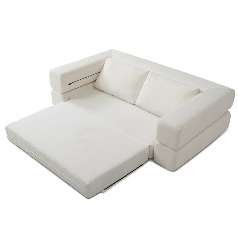 Canapé-lit convertible de 81 pouces avec mousse haute densité, canapé-lit pliant 3-en-1, futon escamotable, oreillers inclus, causeuse désossée pour le salon ou la chambre à coucher.