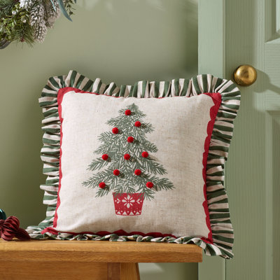 Frilled Christmas Tree Cushion