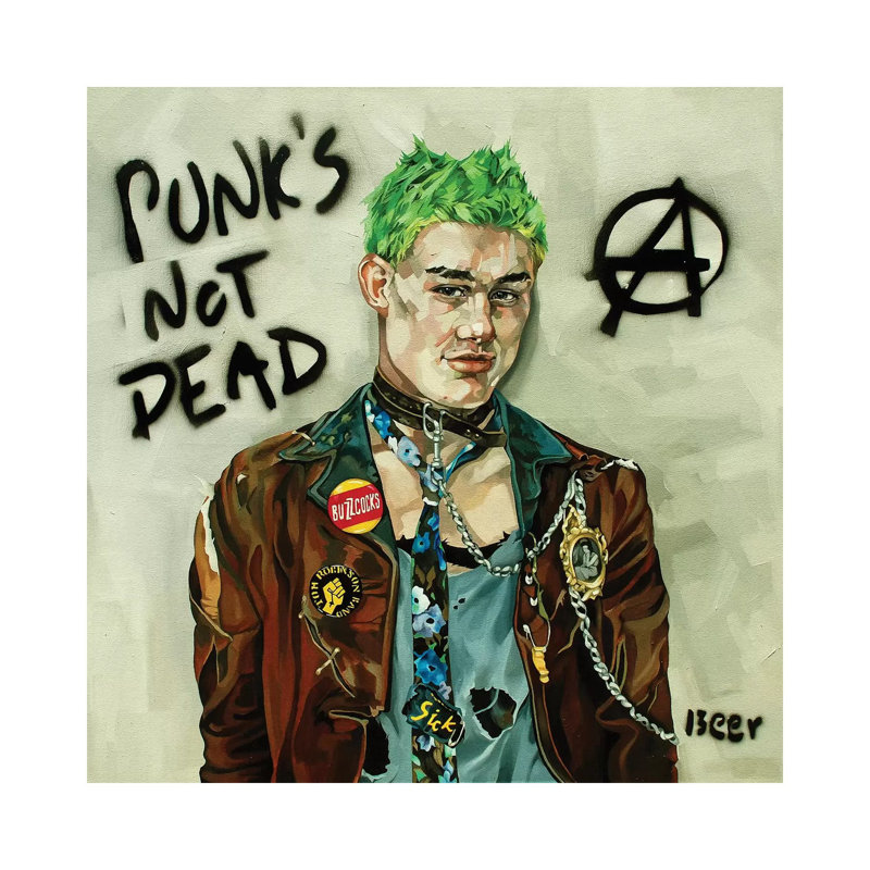 Punks Not Dead by Jo Beer - Wrapped Canvas Print, 30.48 cm H x 30.48 cm W