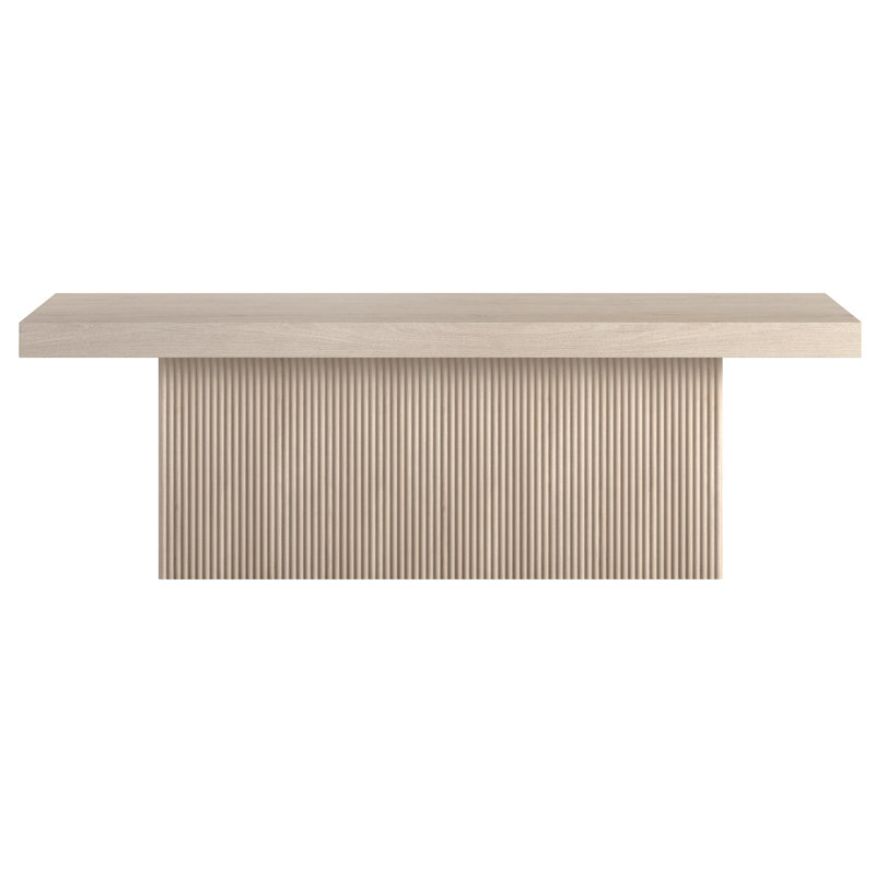 47.5" Wide Coffee Table with Fluted Pedestal Base — Alder White Scandinavian MDF Center Table for Living Room | Karyme