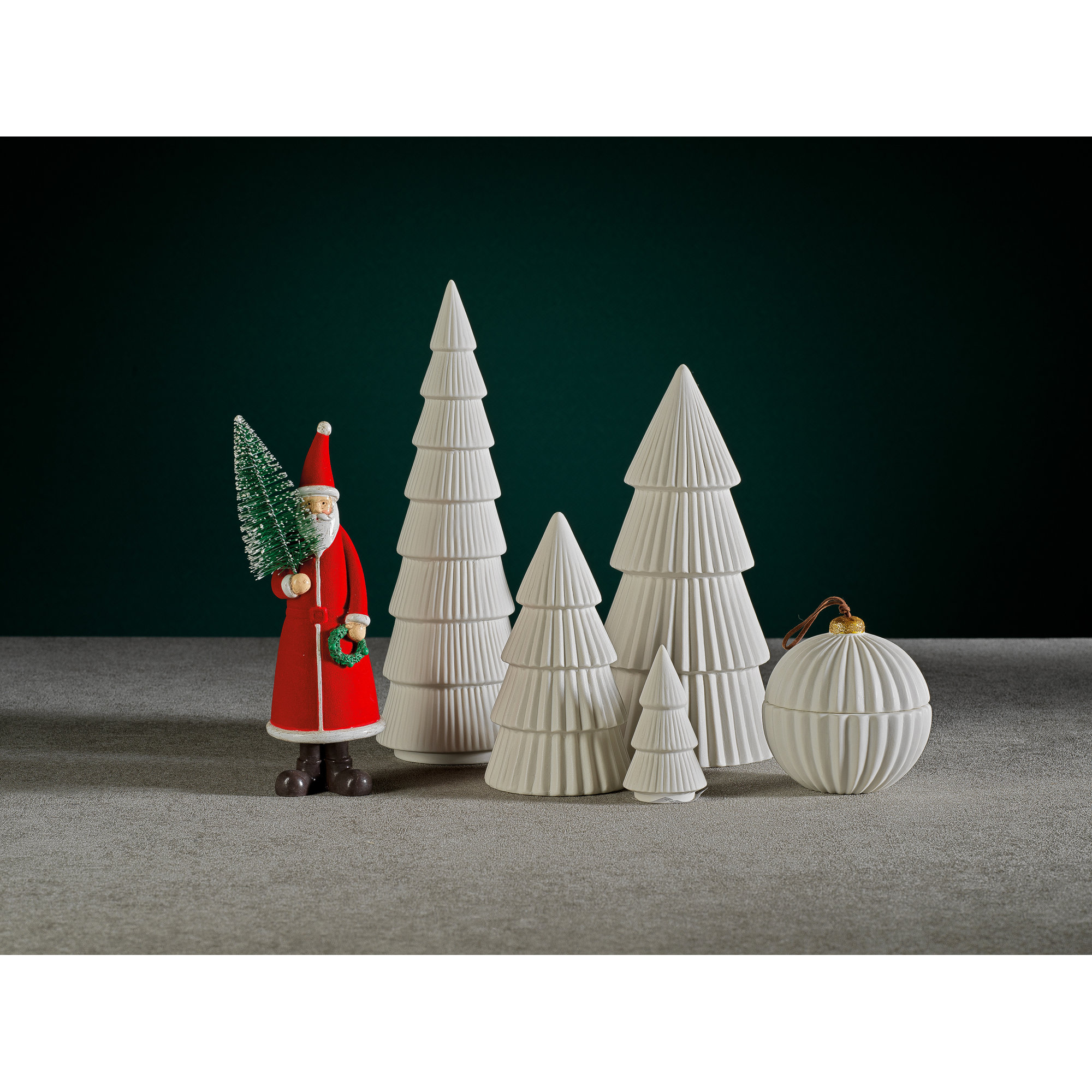 Set of 2 Glazed Tree Sculpture, White, 12" H x 4" W x 4" D