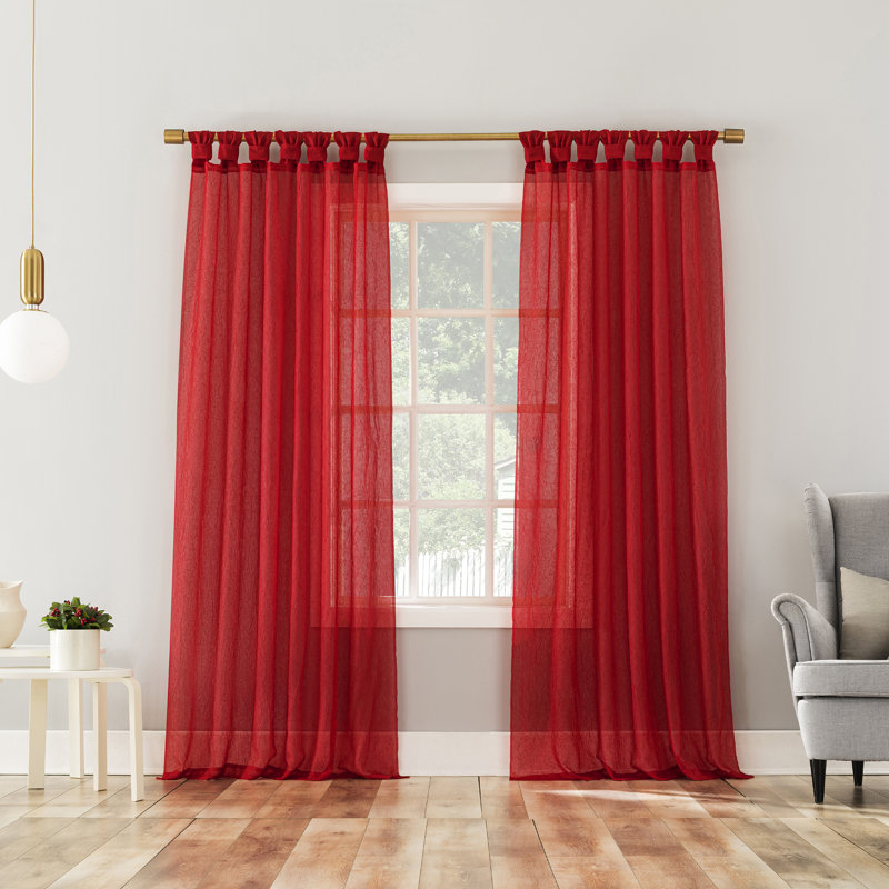Panneau de rideau transparent avec pattes Ghengis, Rouge Fêtes, L 51 po x L 84 po
