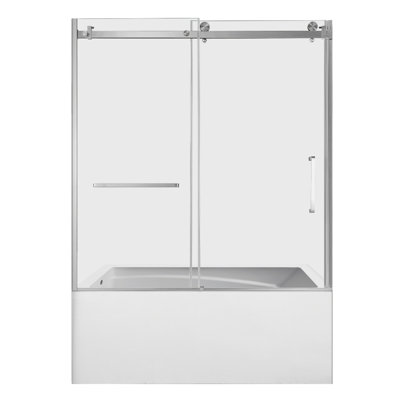 Kingston Brass 60-Inch Acrylic Rectangular 3-Wall Anti-Skid Alcove Tub With Tub Door, Hand Drain