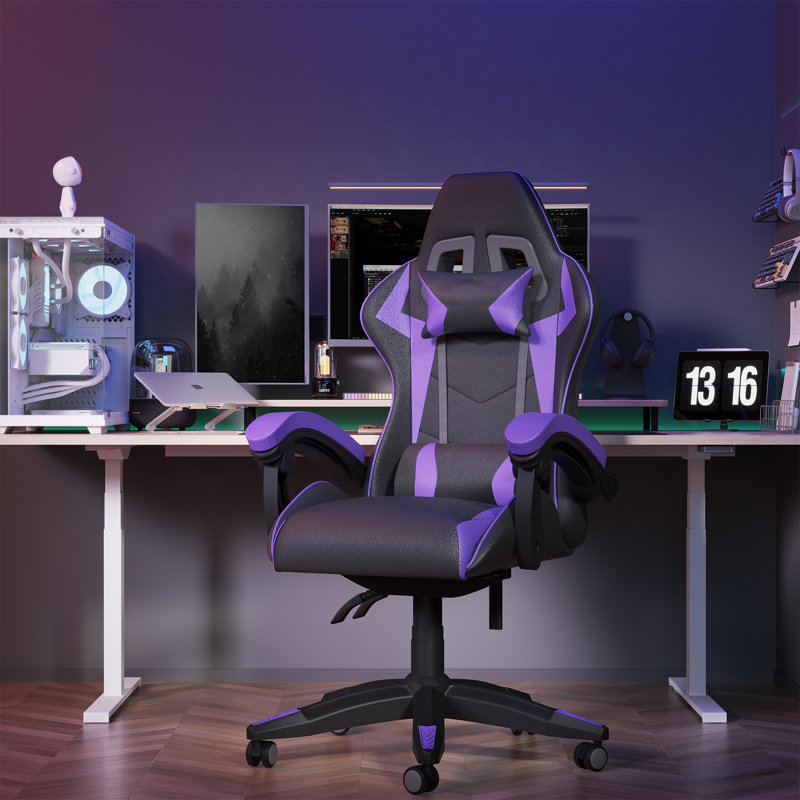 Fauteuil de jeu Stephen, Mauve / Noir