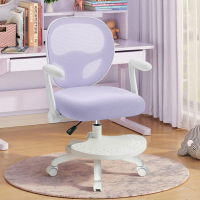 Fauteuil de bureau à hauteur ajustable pour enfant avec accoudoirs, fauteuil d'activité en tissu maillé avec repose-pieds