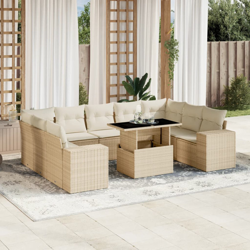 Ensemble de canapé de jardin modulaire en rotin PE 10 pièces Vidaxl