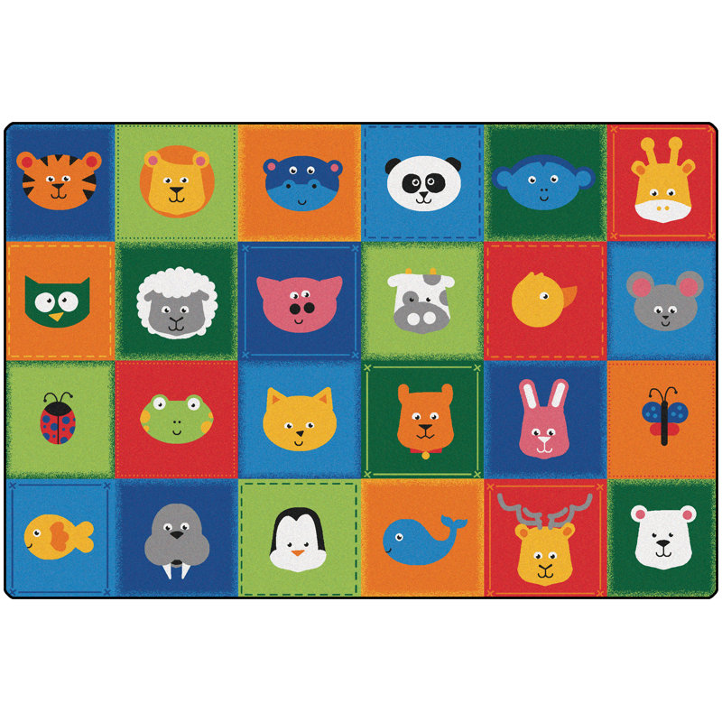Animal Patchwork KIDSoft Tufted Multi Color Area Rug, Rectangle 4' x 6'