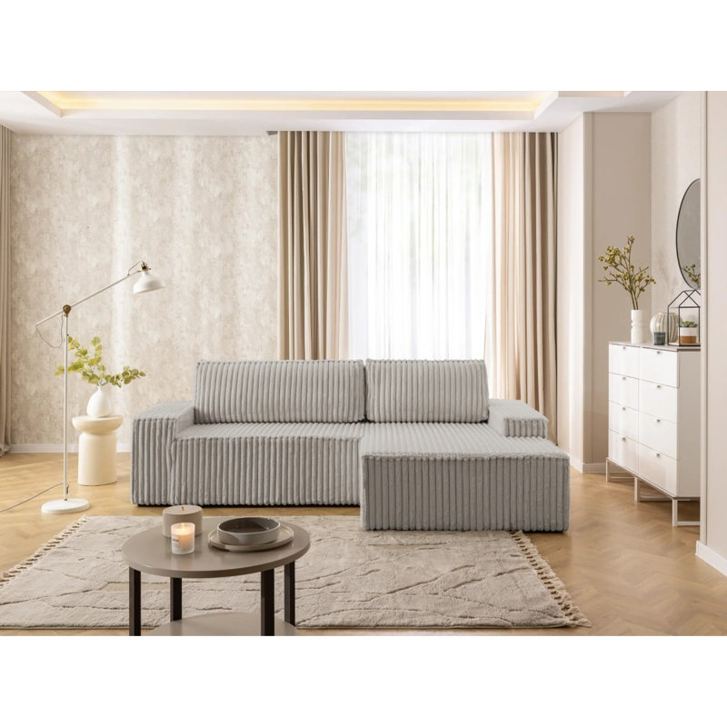 Rivio 4 Seater Boucle Corner Sofa with Storage, Right-Hand Facing, Light Grey