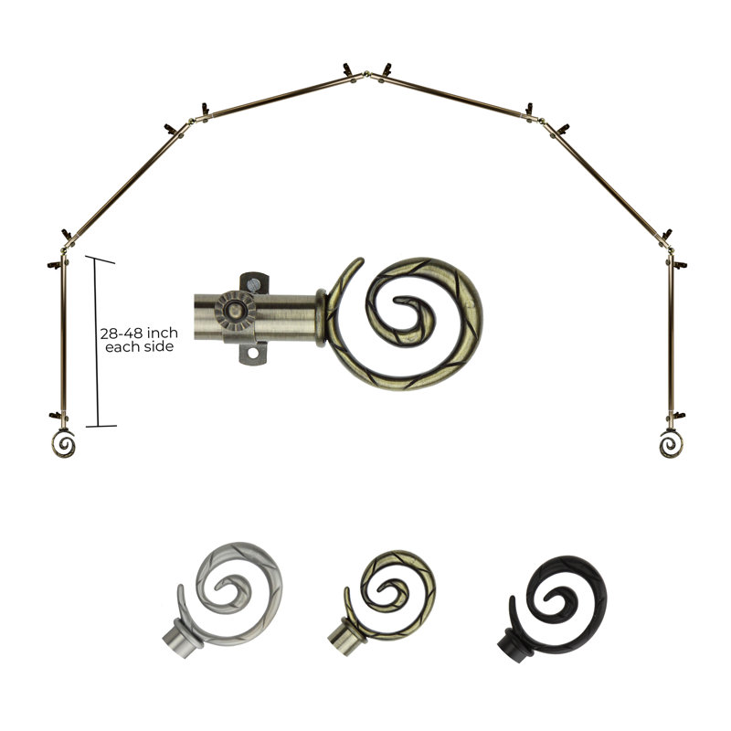 Tringle à rideaux simple ajustable avec baie vitrée de 0,81 po, 28 po à 48 po (chaque côté), Laiton antique