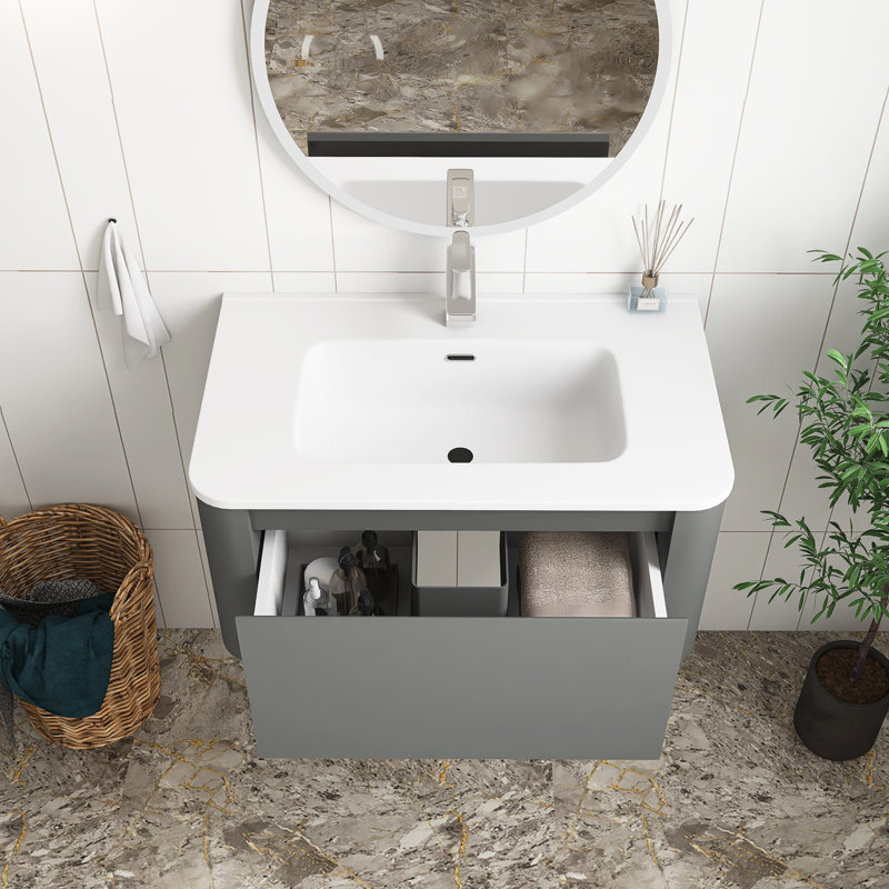 Armoire de salle de bain murale en MDF avec lavabo flottant
