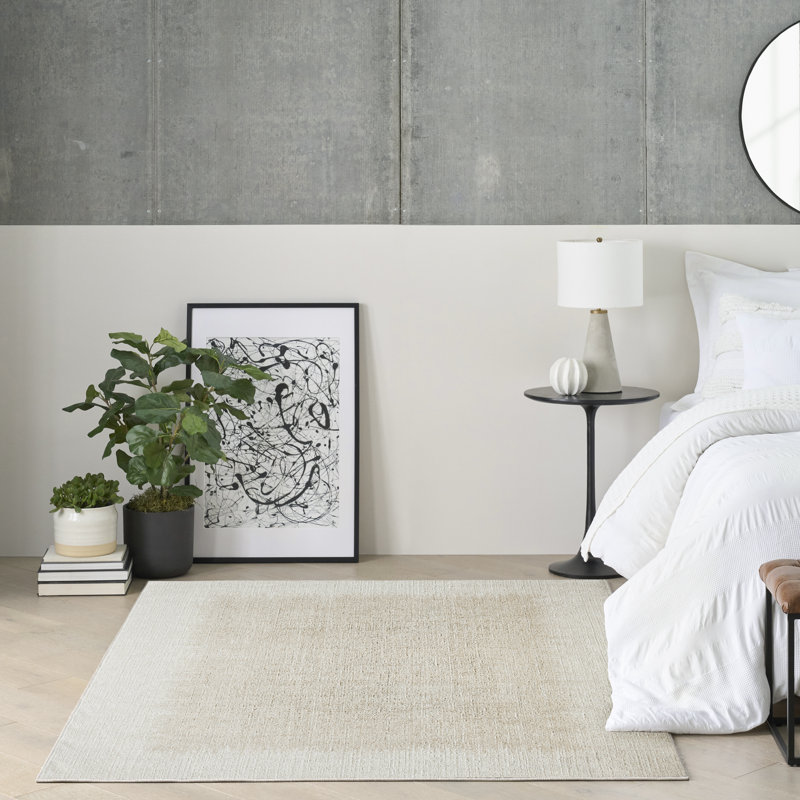 Abstract Machine Made Area Rug, Rectangle 183 x 274 cm, Ivory Beige