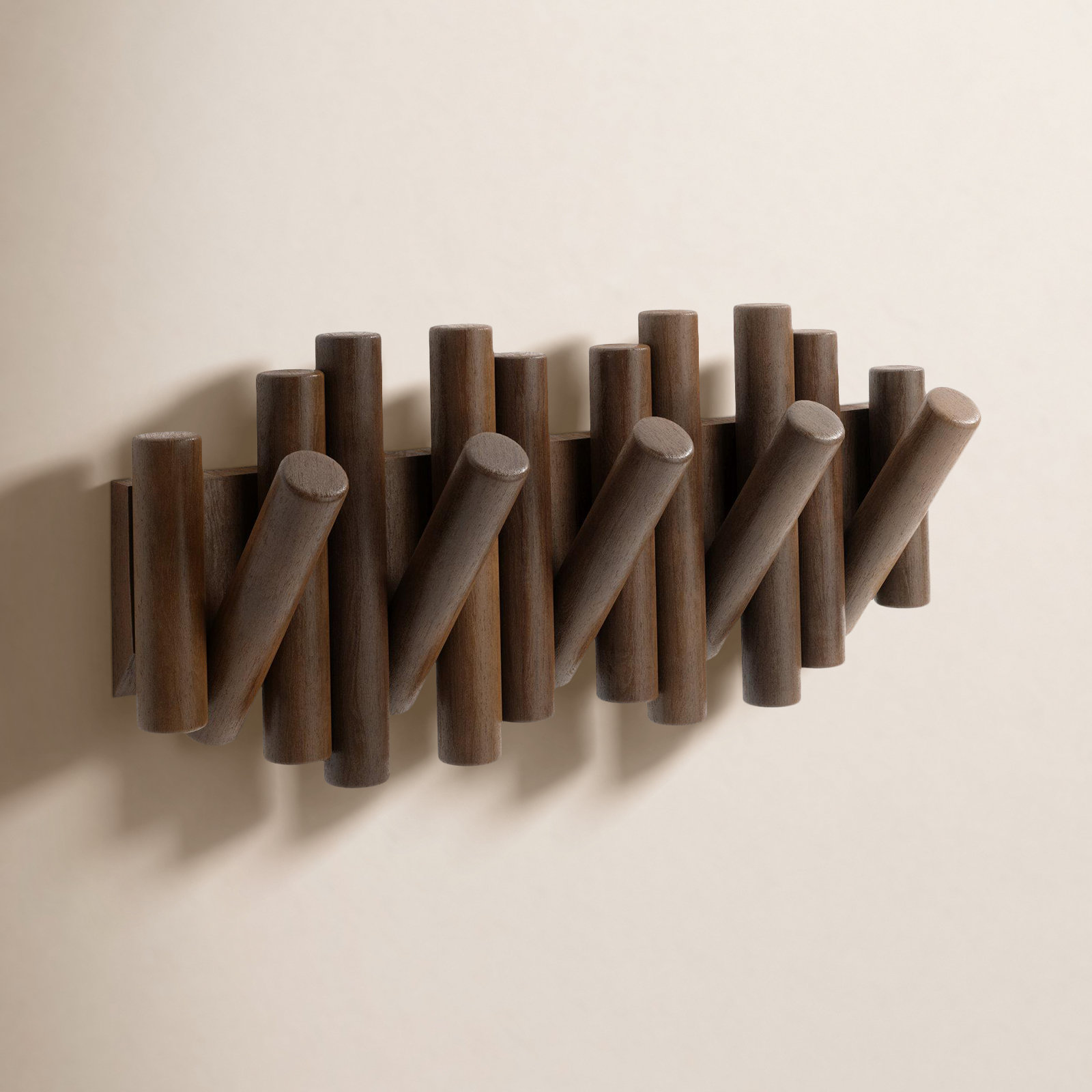 5-Hook Solid Wood Coat Rack, Walnut