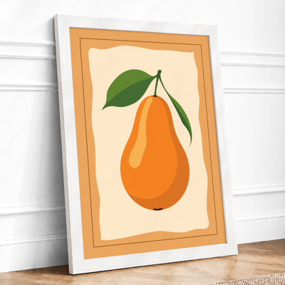Single Pear in Gold Botanical - Framed Print