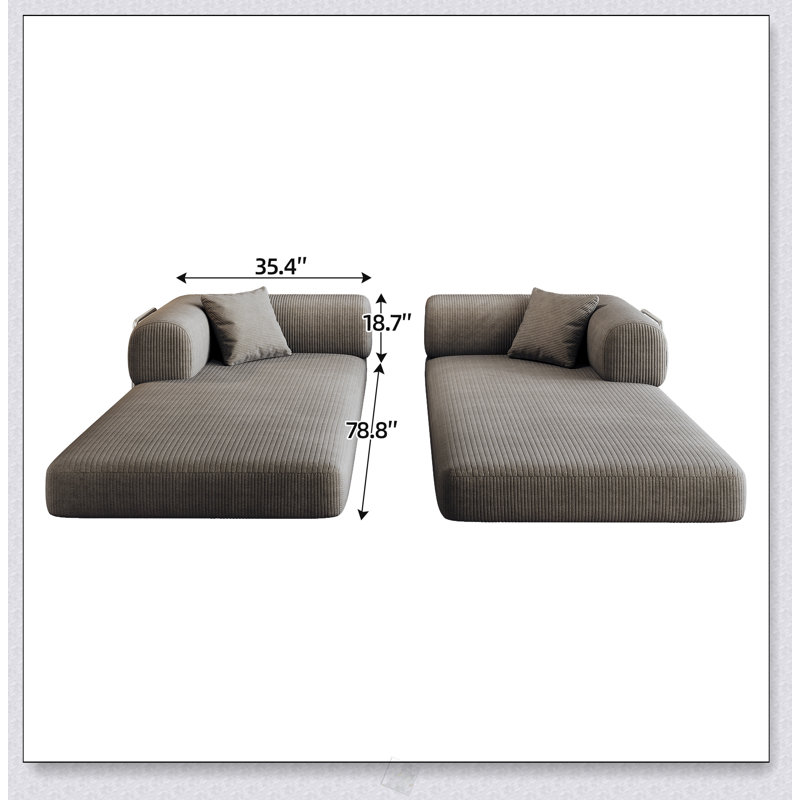 Canapé à compression de 78,8 pouces, canapé-lit convertible au sol avec coussin, dossier, accoudoirs, canapé-lit futon confortable, canapé modulaire avec causeuse, tissu en velours côtelé