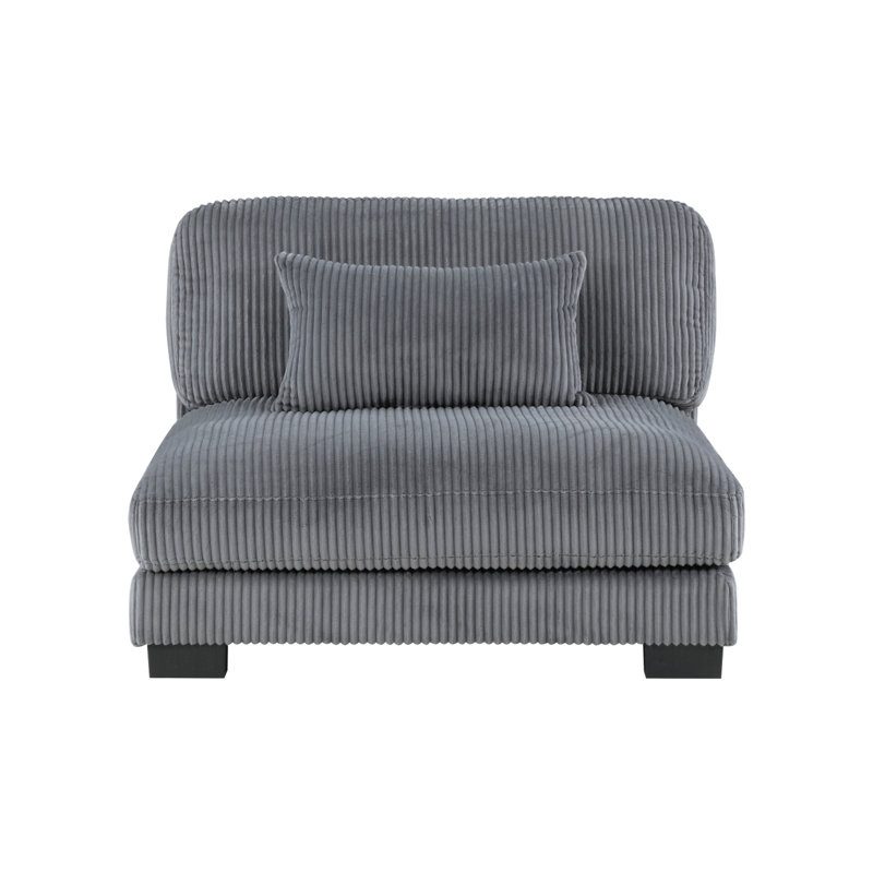 Tremper Modern Sofa 1Pc Living Room Furniture Modular Armless Chair Plush Corduroy Fabric Upholstery Plywood Frame, Matching Pillow