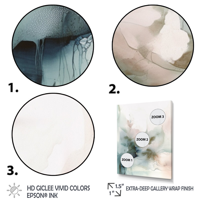 «Green and Cream Essence Of Modernity II», art mural abstrait en marbre, H 40 po x l 30 po, Toile tendue, No Frame