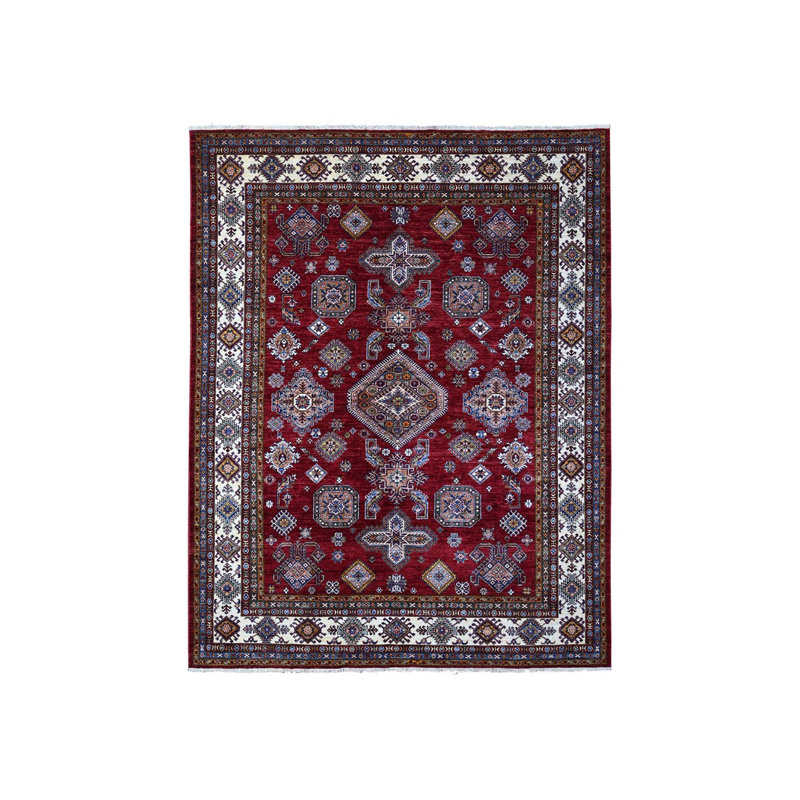 Tapis oriental super en laine noué à la main 8 pi 1 po x 10 pi 3 po super Kazak