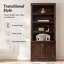 Bibliothèque Connie de style transitionnel, 198 cm (78 po) de hauteur, en bois massif, avec étagères ouvertes réglables et armoire de rangement.-1513888919