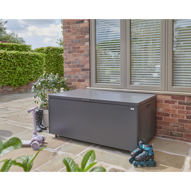 Norfolk Leisure Royce Storage 160cm W 779L Aluminum Lockable Deck Box with Wheels in Grey
