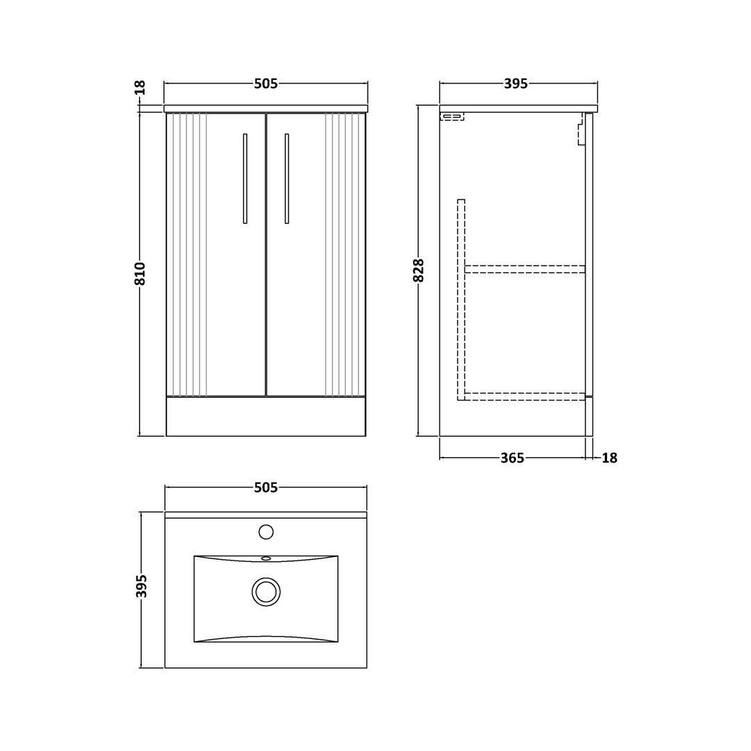 Deco 505mm Single Bathroom Vanity with Integrated Vitreous China Basin