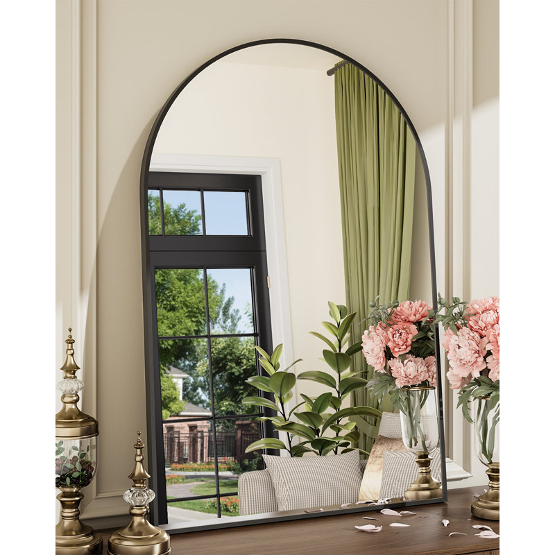 Miroir mural en verre trempé avec cadre en alliage d'aluminium, 24" x 36", Nickel