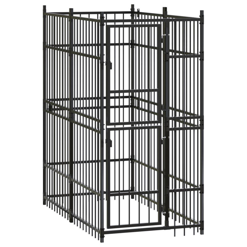 VidaXL Outdoor Dog Kennel Large Dog Cage Dog Cage d'exercice en acier, L 37,8 po x l 75,6 po x H 78,7 po