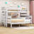 Wood Twin XL Over Queen Bunk Bed With Guardrails And Ladder, Convertible To 2 Beds-2129293810