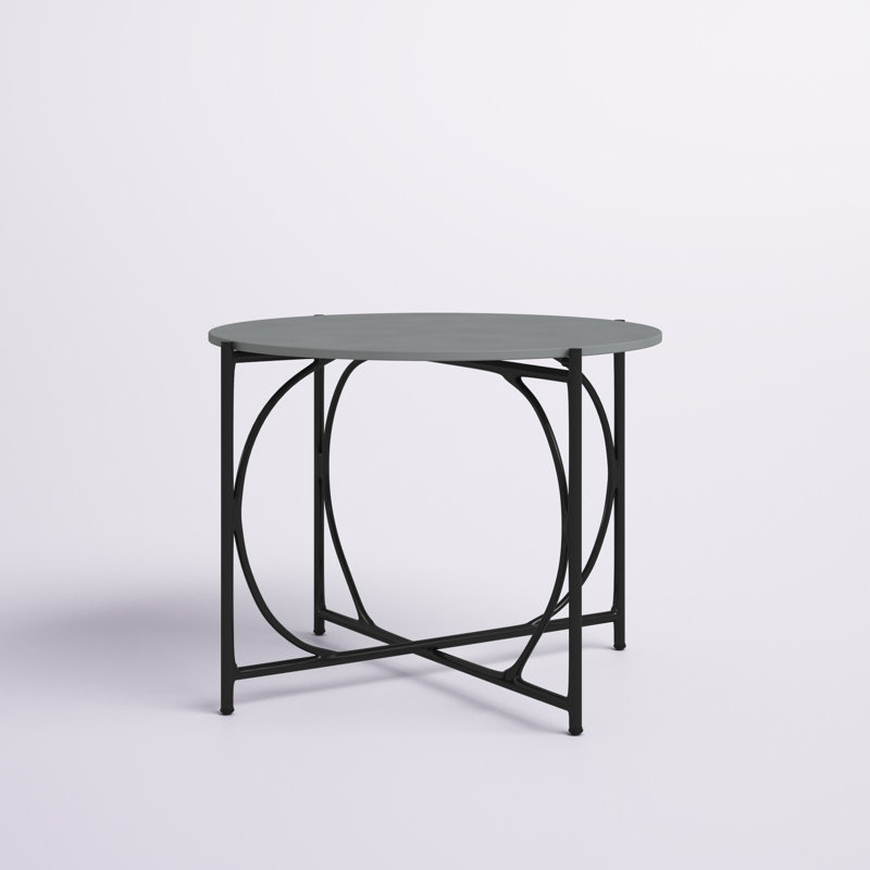 Almaraz 42" Round Modern Faux Concrete All-Weather Outdoor Dining Bistro Table
