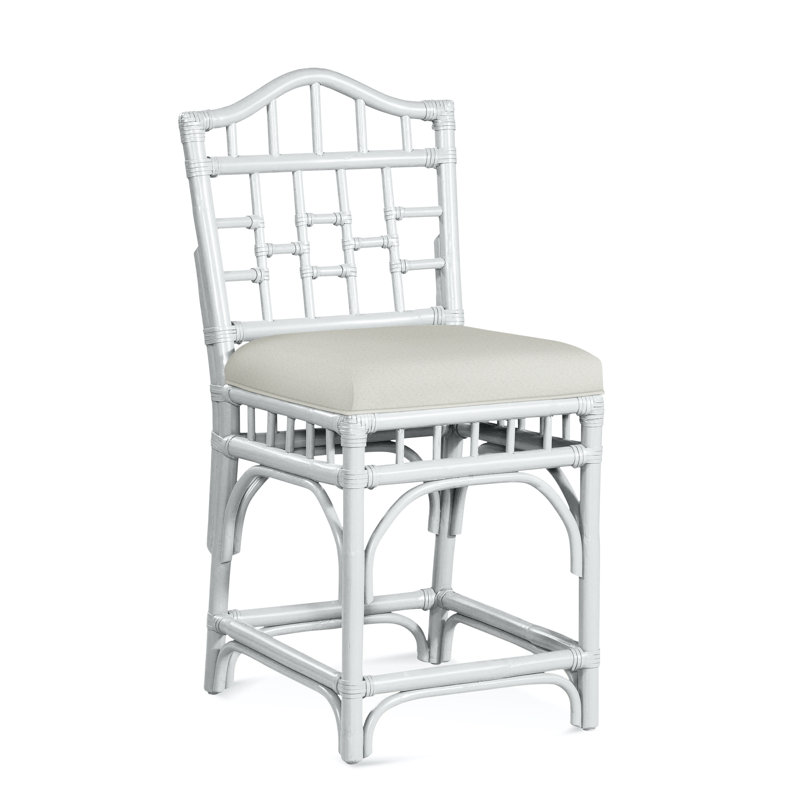 Chippendale Upholstered Stool, Light Blue Performance Fabric; 0851-55, Frost White