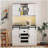 Farmhouse Bar Cabinet with Sliding Barn Door, Large Kitchen BuffetRustic Coffee Bar Sideboard Table,White