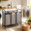 Chariot de tri à linge à compartiments multiples - Cadre en métal à roulement en douceur avec trois paniers en tissu amovibles - Votre aide à la maison idéale pour le tri