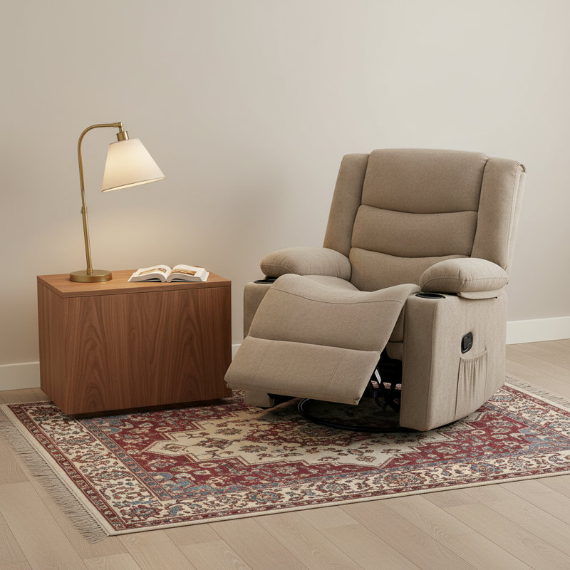 Manual 360° Swivel Bryd, Rocking Bryd Chair With Cup Holder, Single Seat Bryd Chair For Adults, Glider Bryd,For Living Room,Bedroom,Nursery