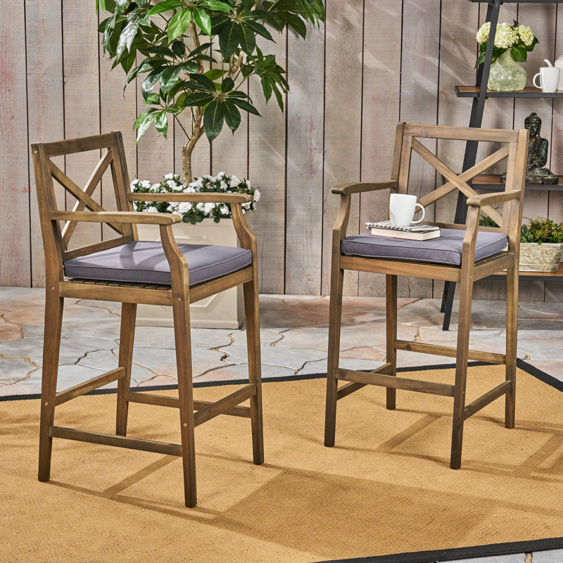 Bois de 2 - Merveilleuse eau esthétique - Coussins 46,68 46,68 po pour terrasse, Grey Cushion/Natural Frame