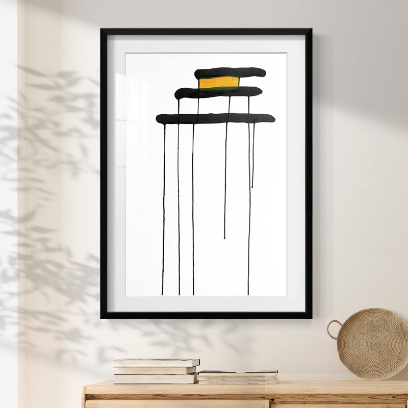 Golden Waterfall II - impression encadrée, H 28,5 po x l 20,5 po, Noir