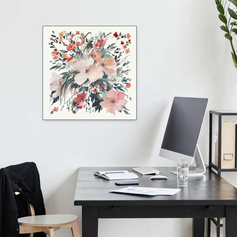 Farmhouse Florals II, délicat, romantique, vibrant, nature, art floral, H 18 po x l 18 po