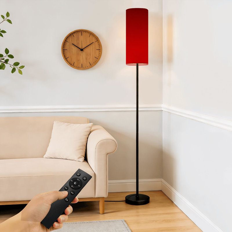 Lampe sur pied bourgogne chaud rouge foncé de couleur romantique avec lampe à pied à intensité variable moderne avec télécommande et ampoule à pied avec abat-jour et lampe de coin pour le bureau de la chambre à coucher