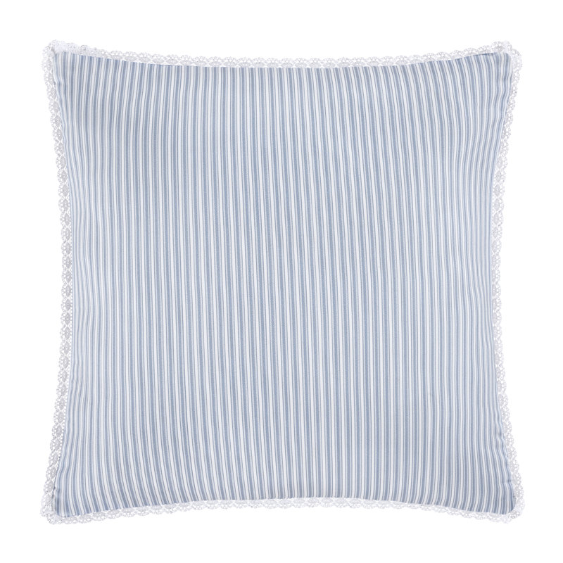 French Blue Floral Square Cotton Throw Pillow