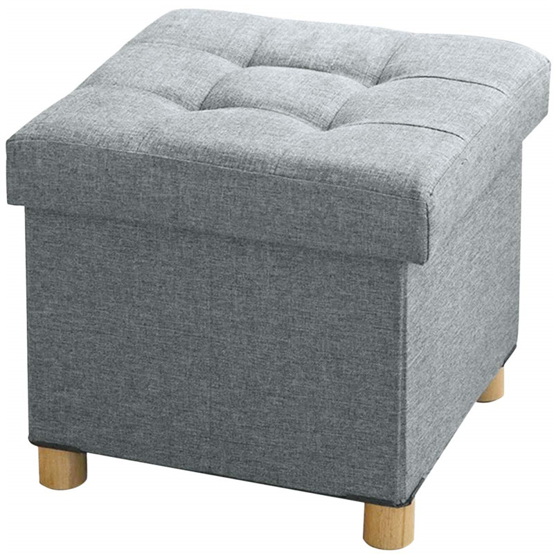 38cm Wide Solid Colour Footstool Ottoman, Grey